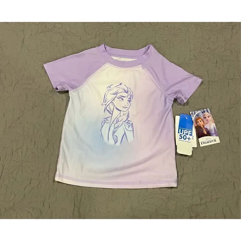 Disney Frozen 2 Purple Swim Shirt 3T New Elsa